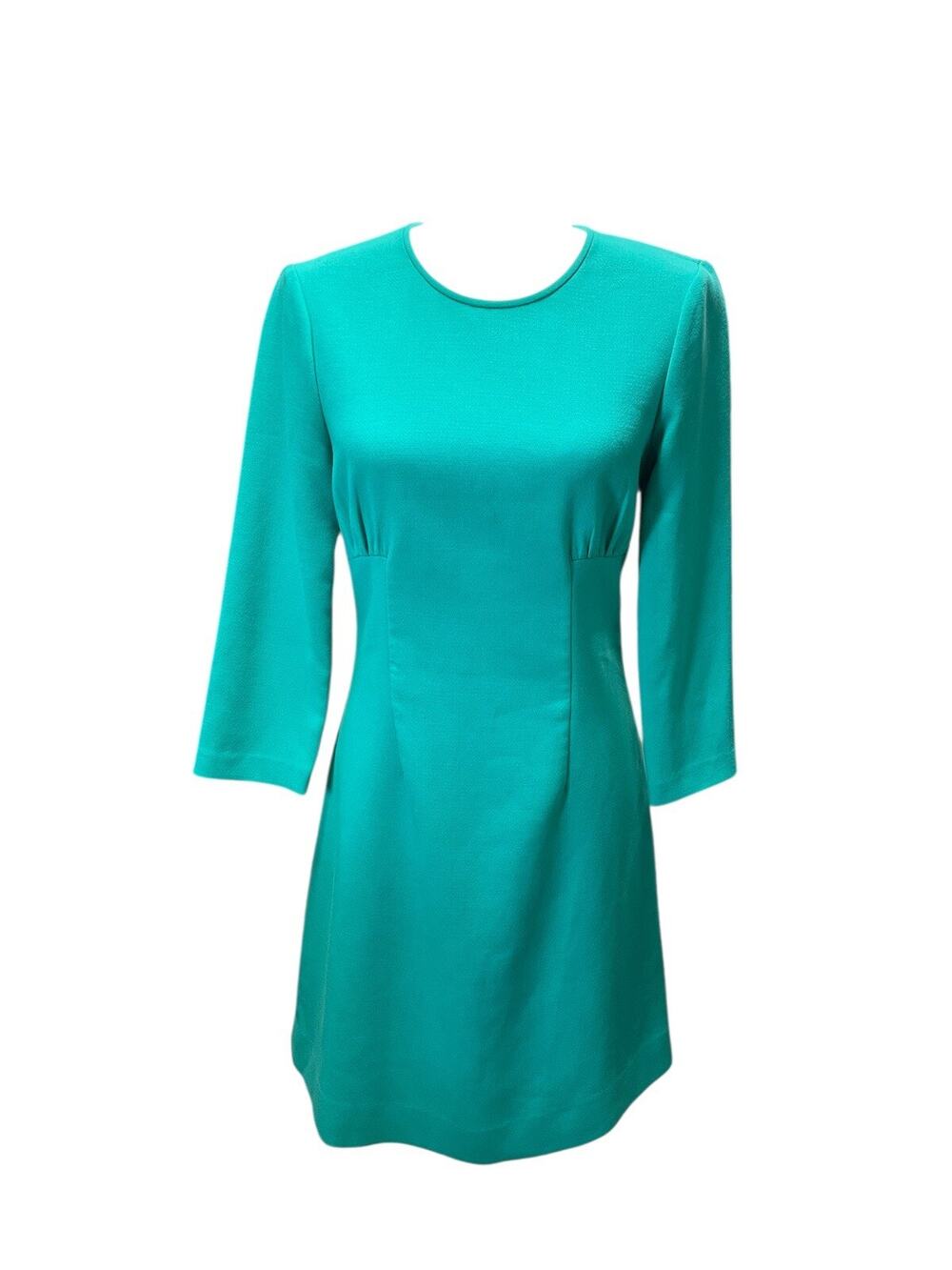 Kate Spade Teal Green Empire Waist 3/4 Sleeve Keyhole Sheath Dress Size 6